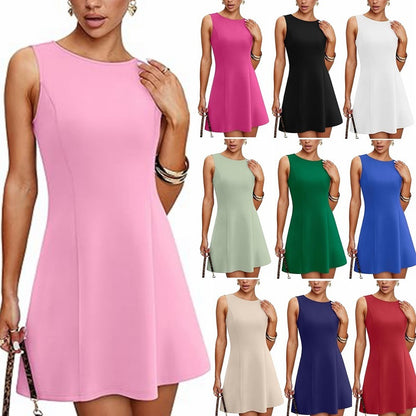 Sleeveless Crew Neck Club Party Mini Dress